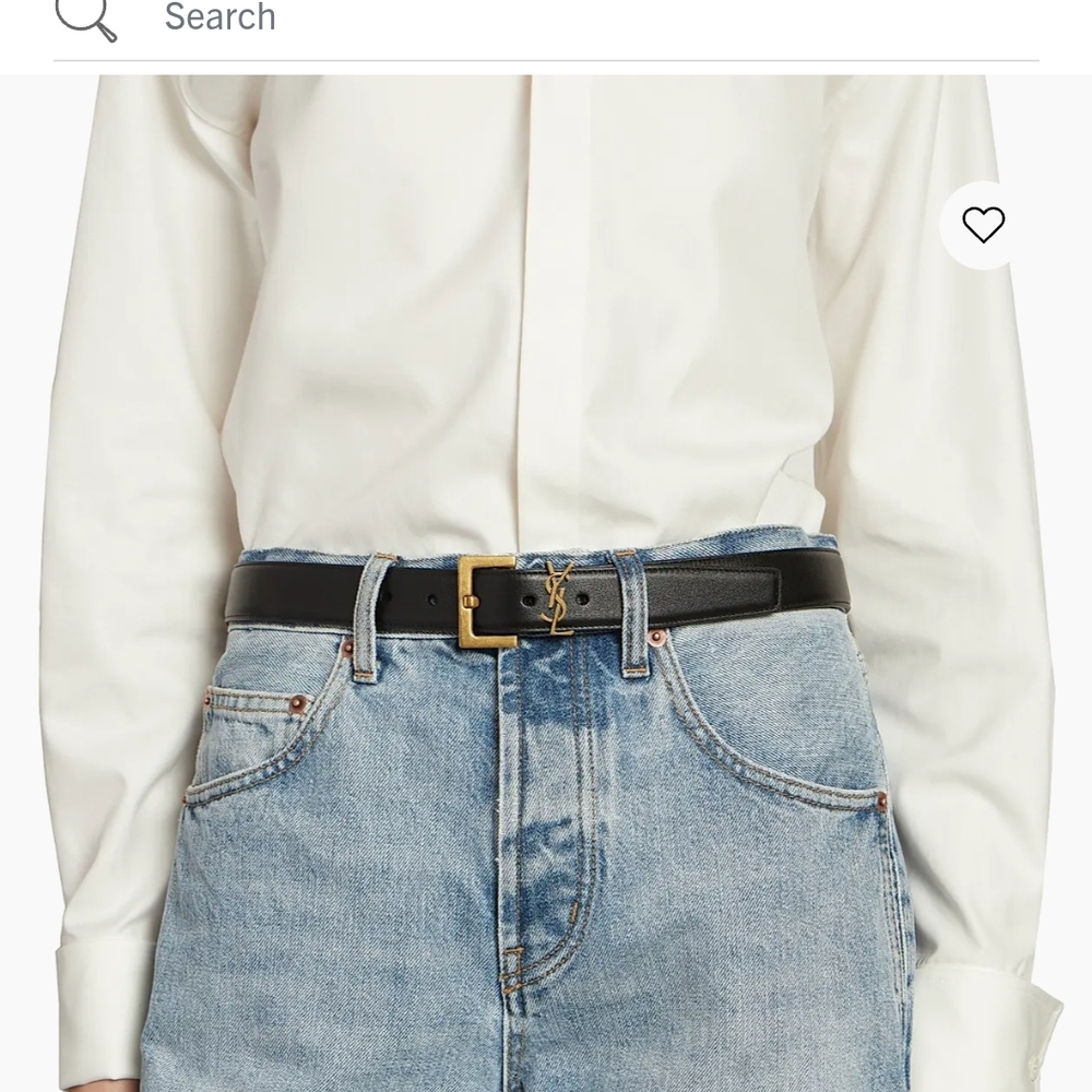 Saint Laurent Cassandre Belt with Square Buckle in Smooth Leather - Picture 2 of 4